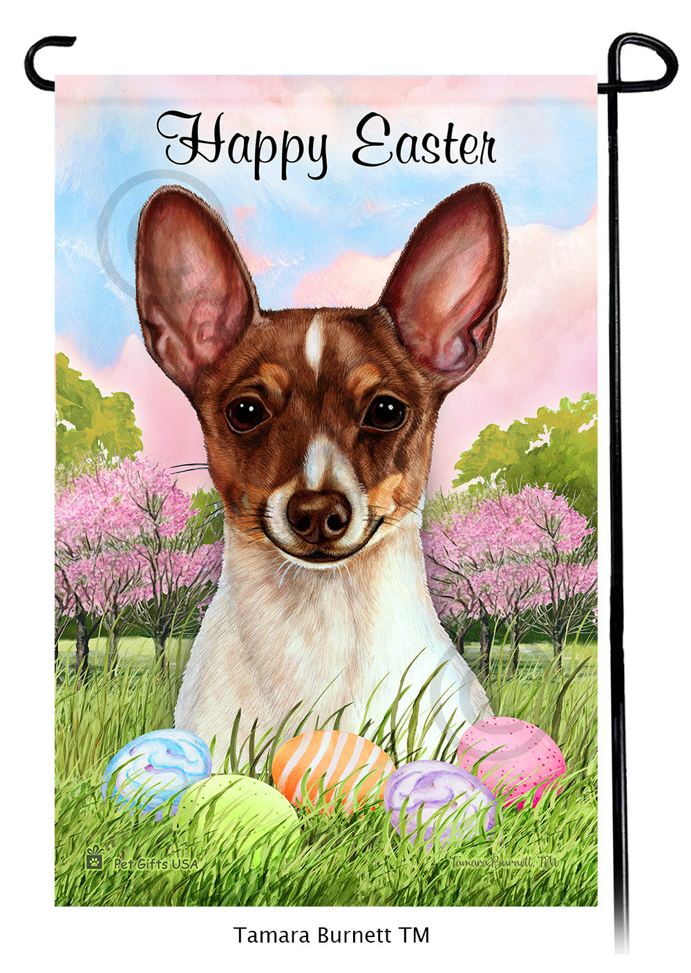 Toy Fox Terrier Happy Easter - Garden Flag