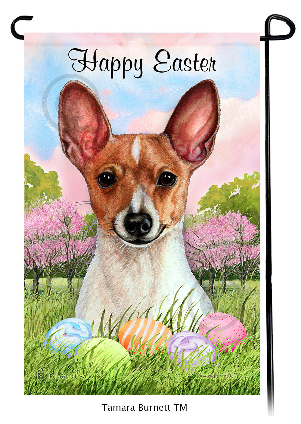 Toy Fox Terrier Happy Easter - Garden Flag