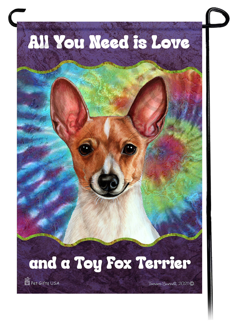 Toy Fox Terrier All You Need Is Love Garden Flag