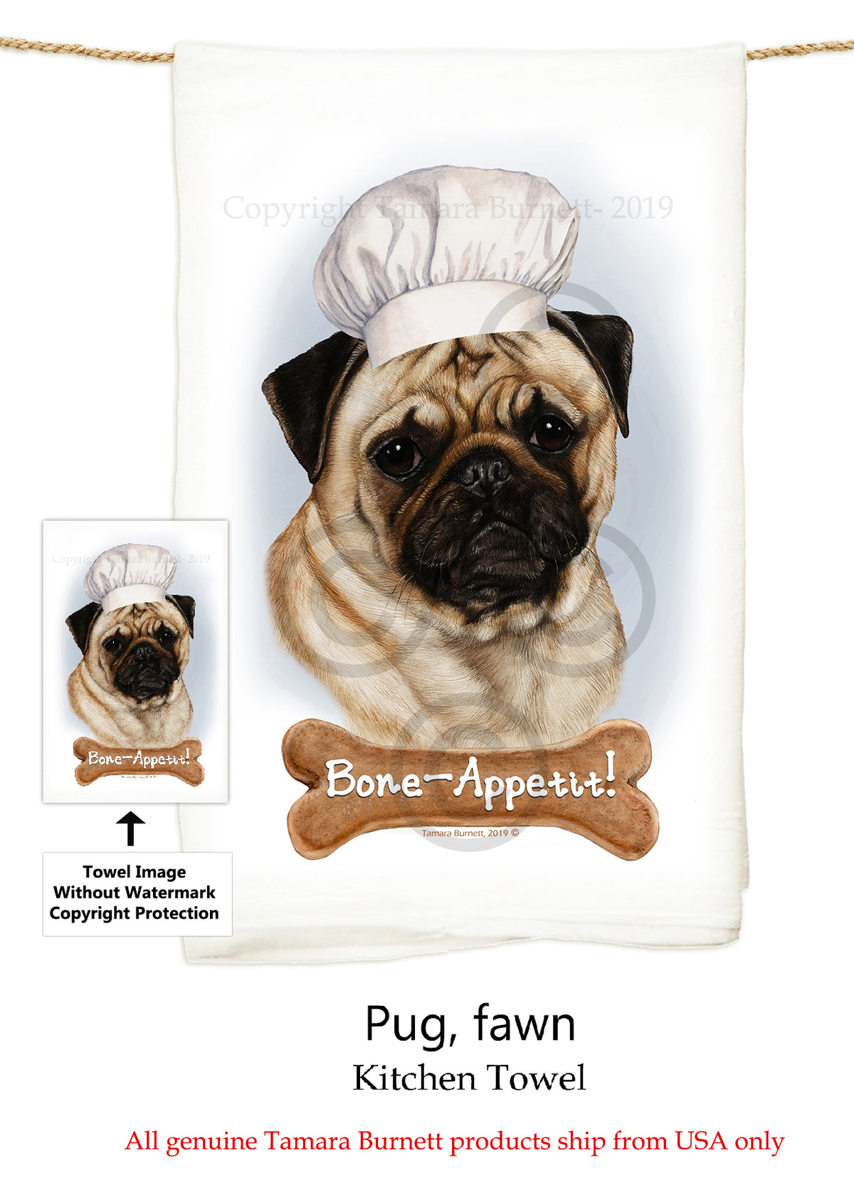 Pug Flour Sack Towel