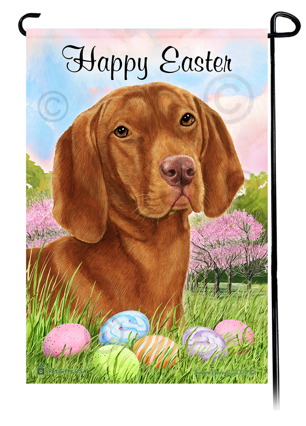 Vizsla Happy Easter Garden Flags