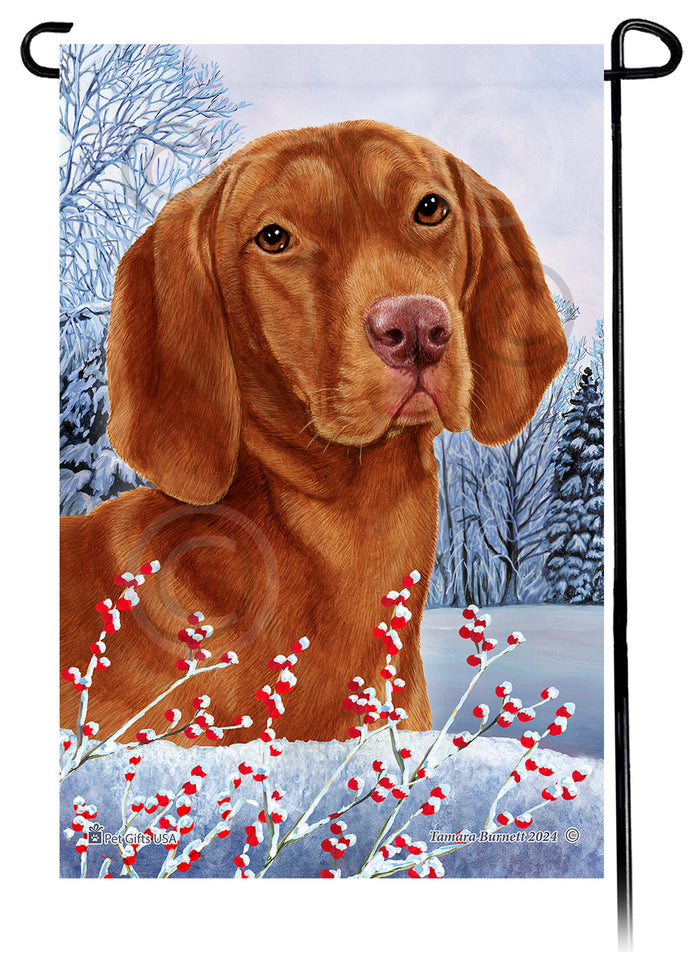 Vizsla Winterberries Garden Flags