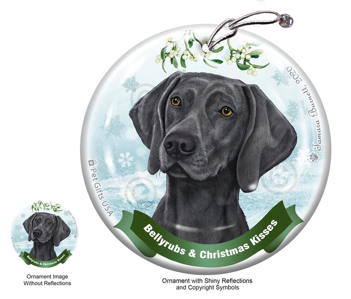 Weimaraner Bellyrubs and Christmas Kisses Ornament