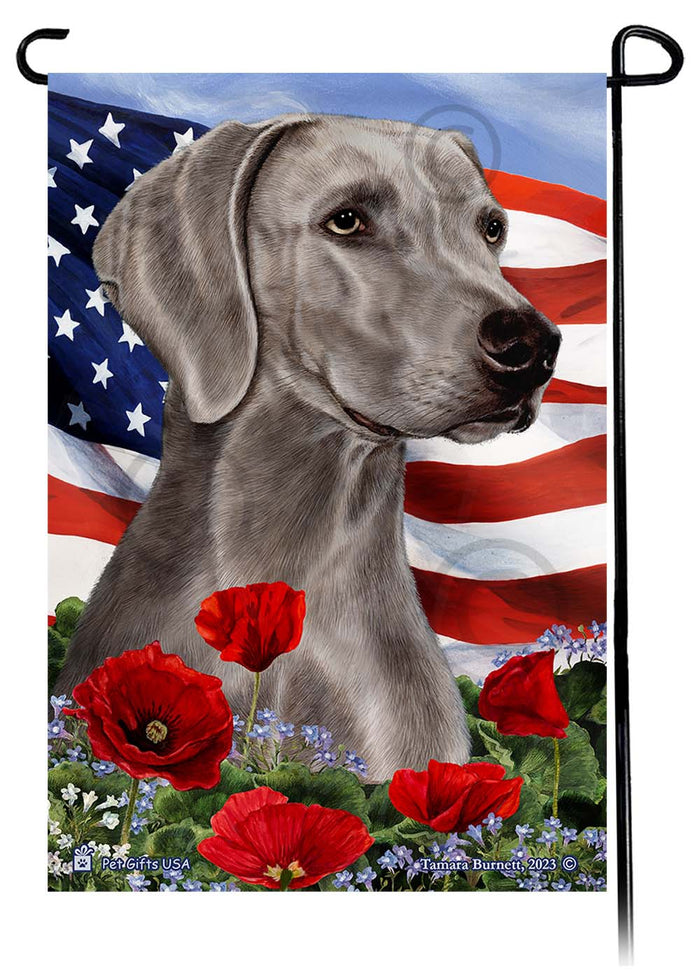 Weimaraner Patriotic Flowers Garden Flags