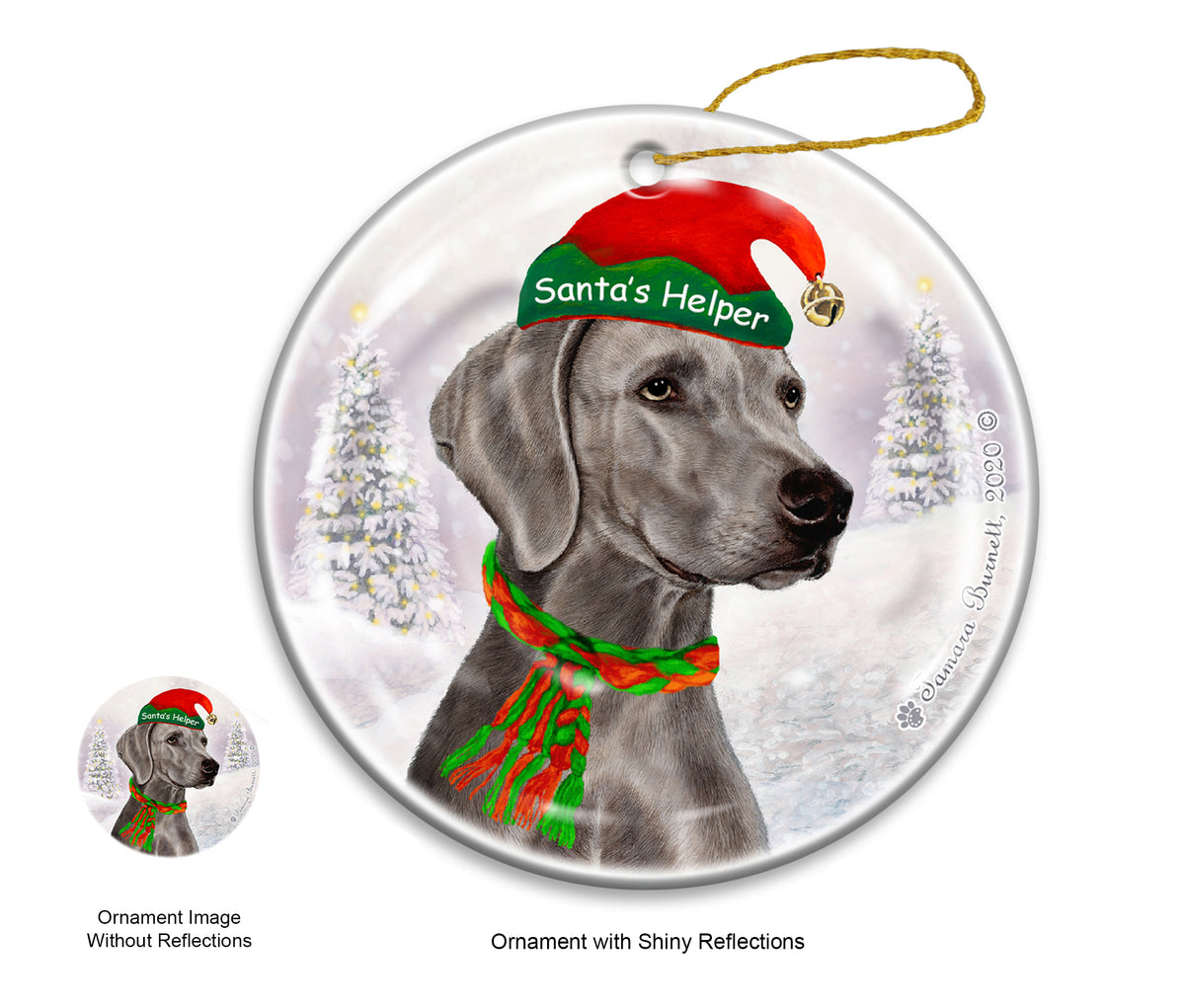 Weimaraner - Santa's Helper Ornament