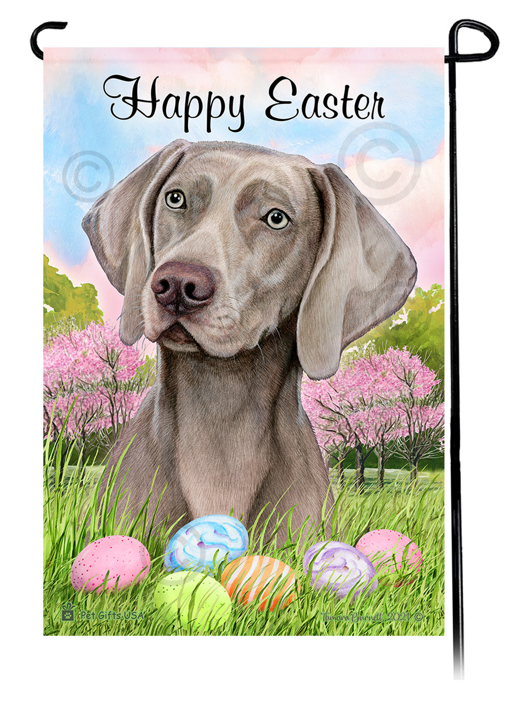 Weimaraner Happy Easter Garden Flags