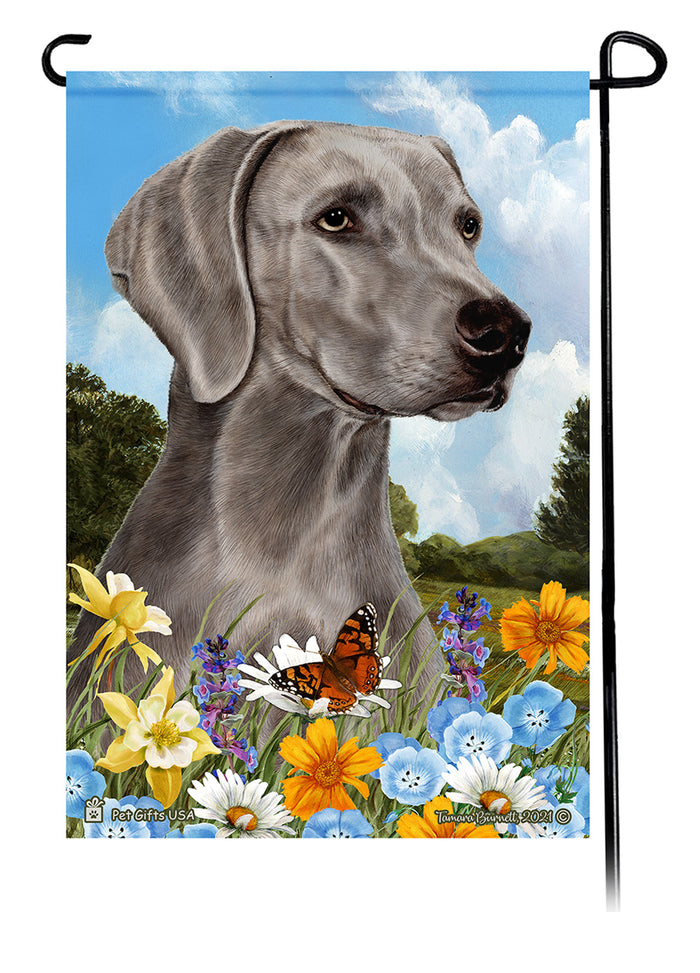 Weimaraner Summer Flowers Garden Flags