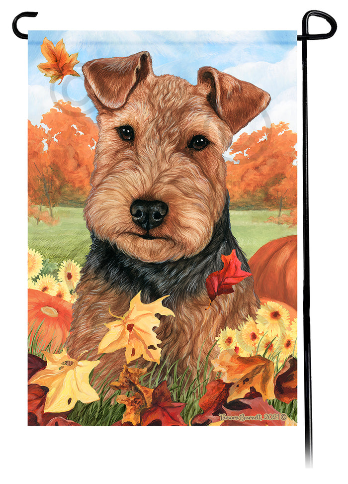 Welsh Terrier Falling Leaves Garden Flags