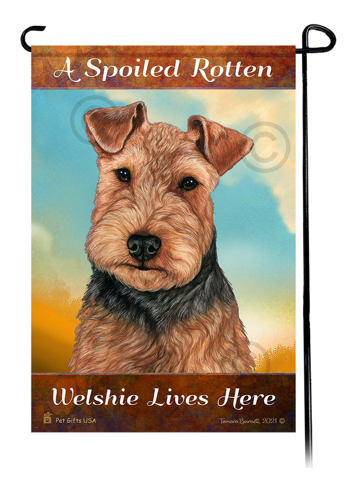 Welsh Terrier Spoiled Rotten Garden Flags