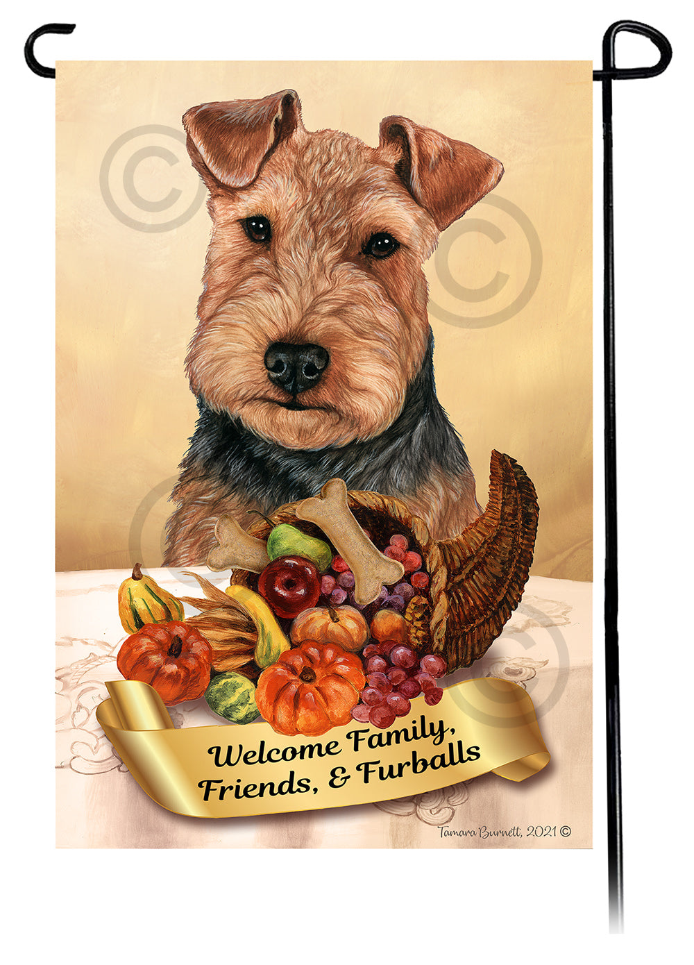 Welsh Terrier Thanksgiving Garden Flags