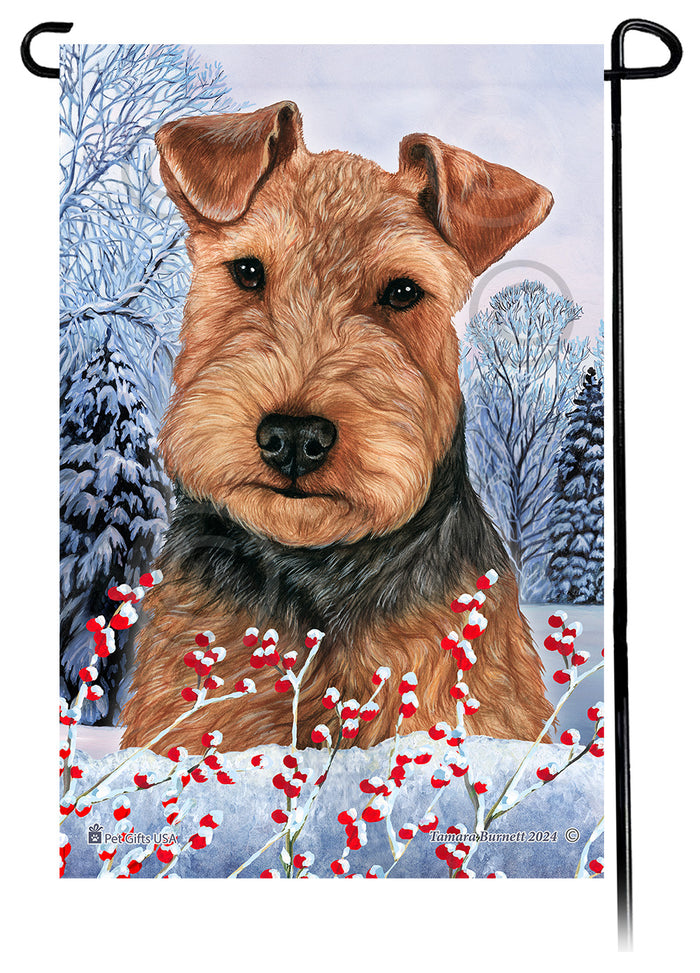 Welsh Terrier Winterberries Garden Flags