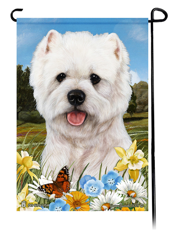 West Highland Terrier Summer Flowers Garden Flags