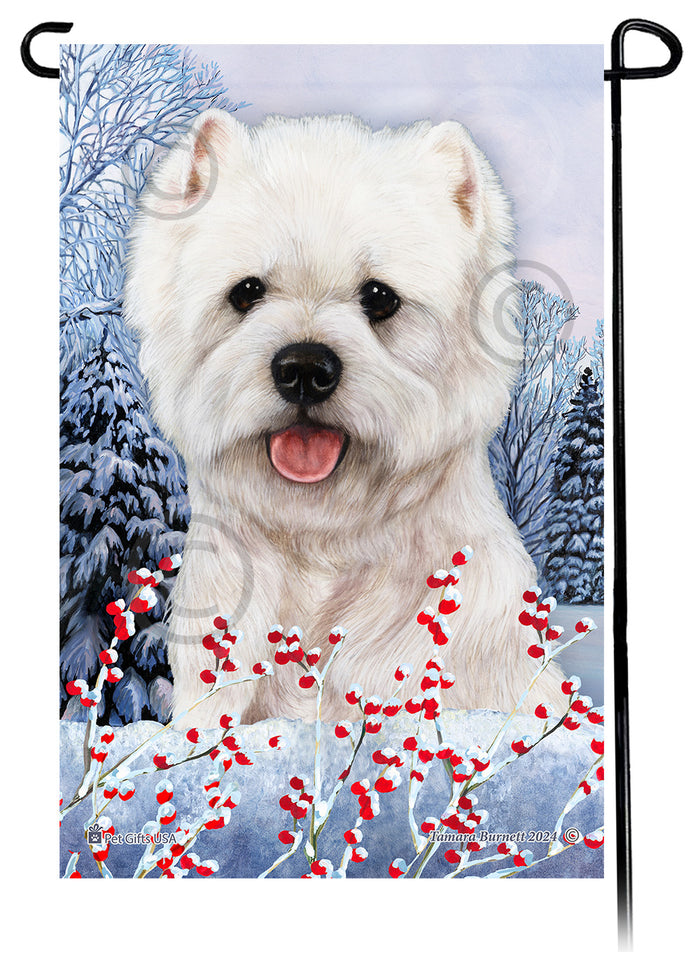 West Highland Terrier Winterberries Garden Flags