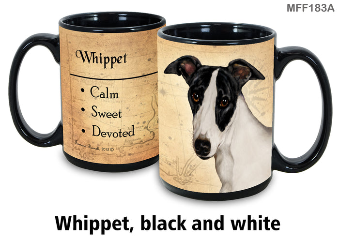 Whippet (Black & White) - My Faithful Friends Mug 15 oz