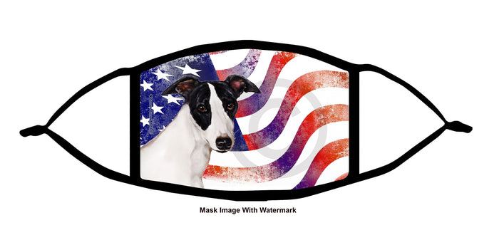 Whippet ((Black and White) Brindle) Face Mask