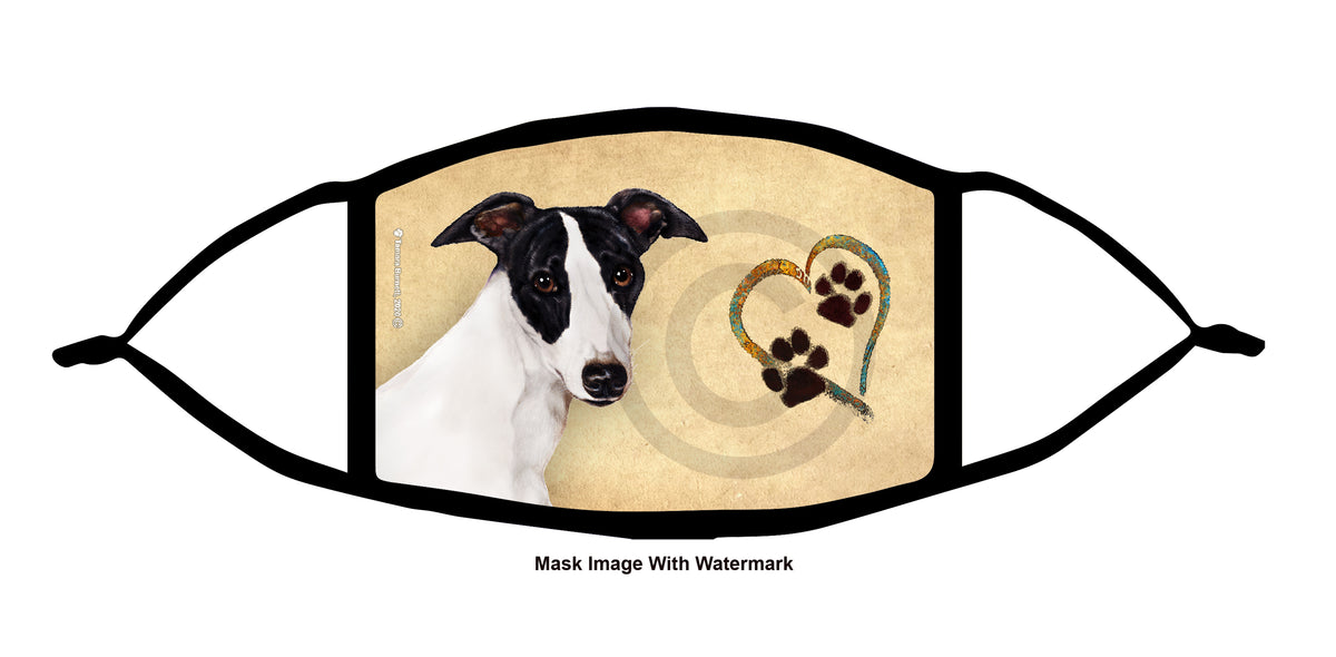 Whippet (Tan and White) Face Mask