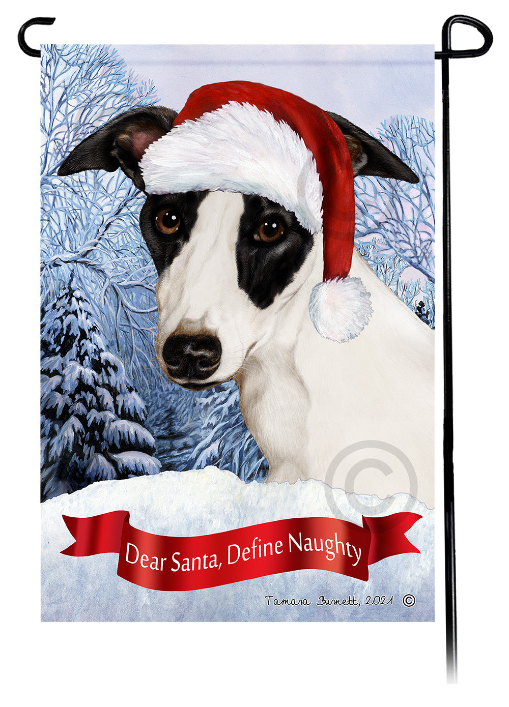 Whippet Dear Santa Define Naughty Garden Flags