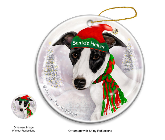 Whippet Black and White Ornament