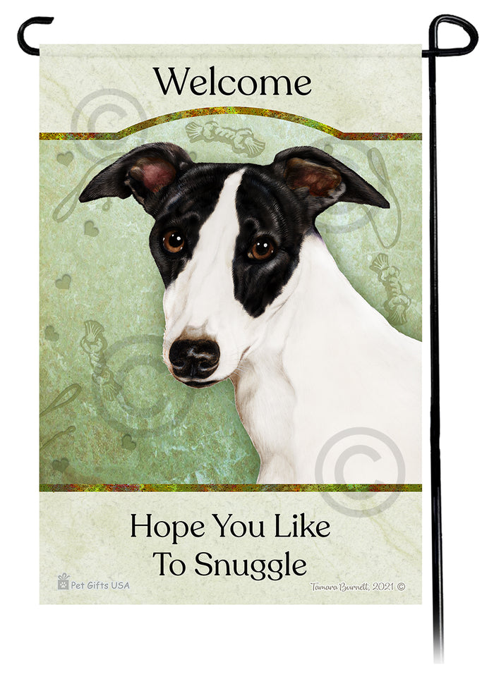 Whippet Hope You Like To Snuggle Garden Flags