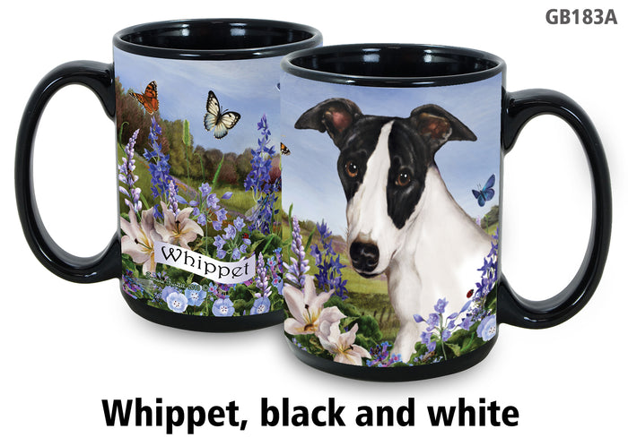 Whippet Black & White - Garden Party Fun Mug 15 oz