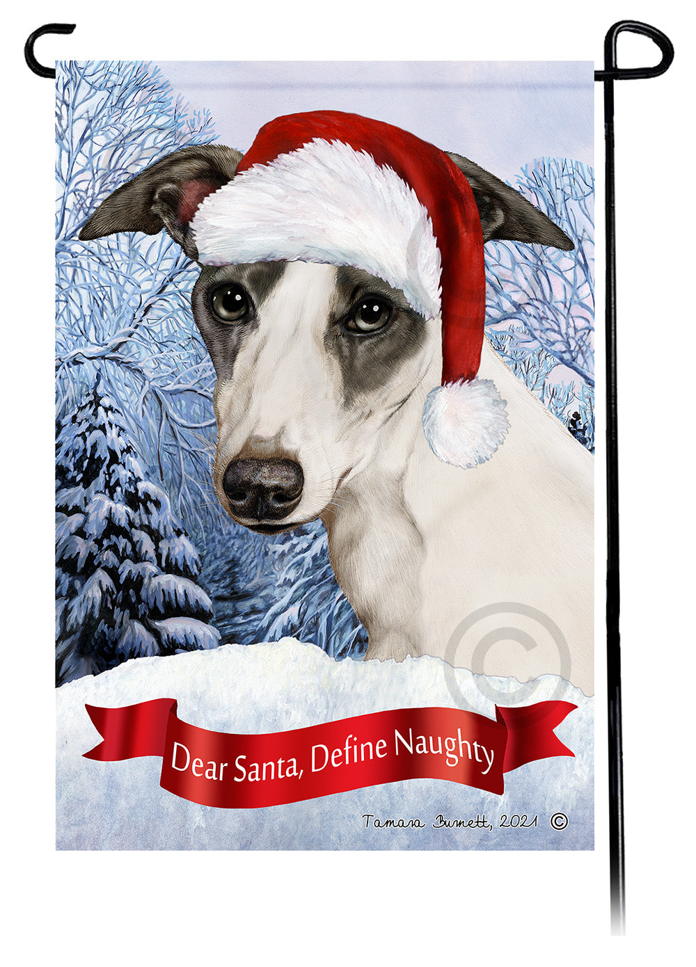 Whippet Dear Santa, Define Naughty - Garden Flag