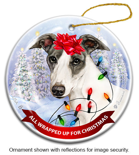 Whippet All Wrapped Up Ornament