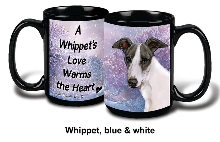 Whippet Fawn/White Brindle Winter Mug 15 oz