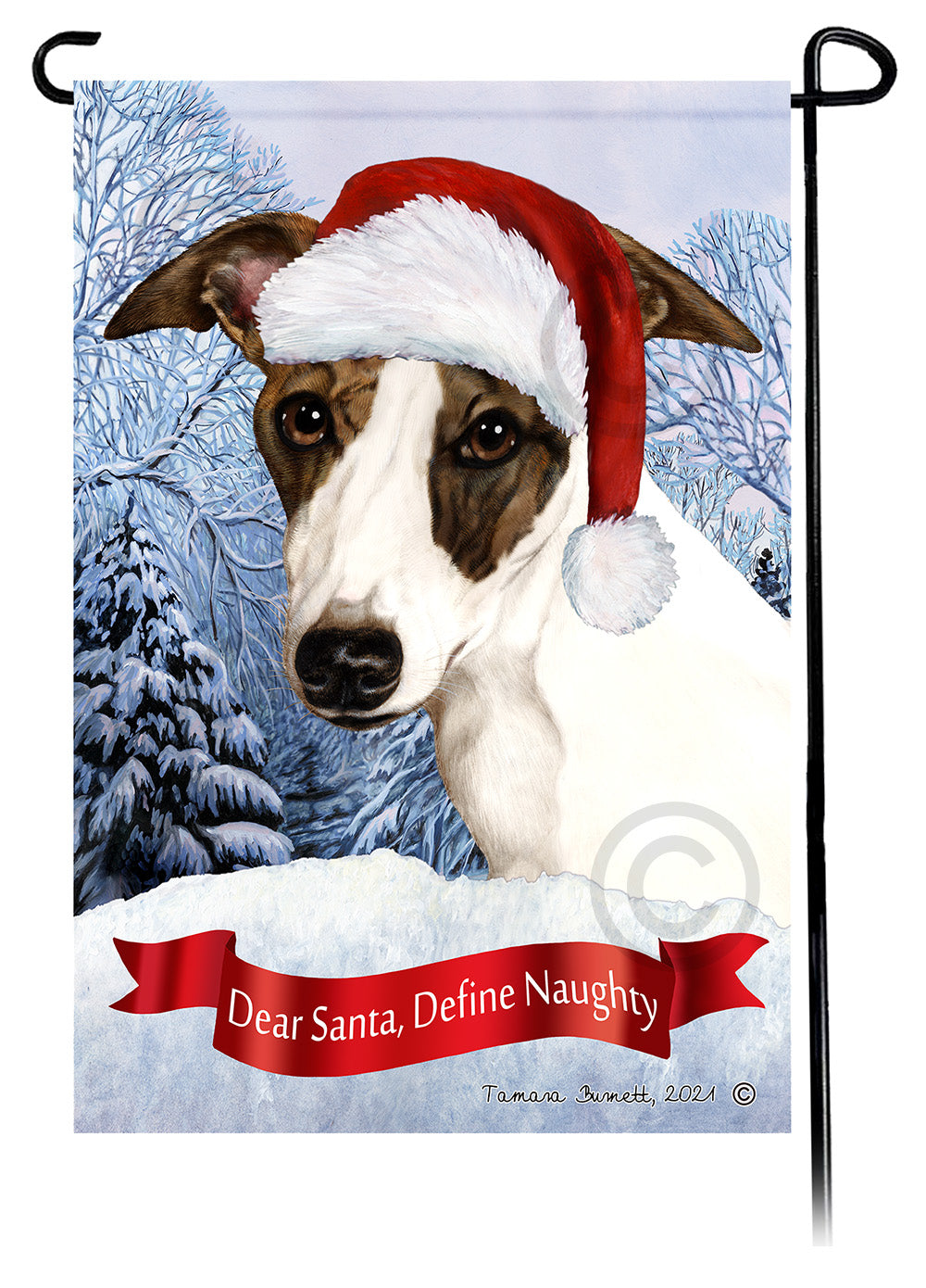 Whippet Dear Santa, Define Naughty - Garden Flag