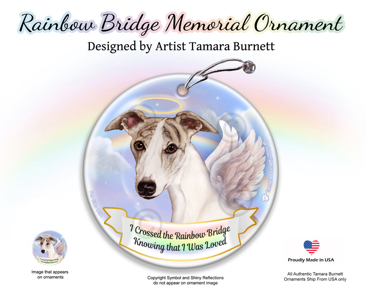 Whippet Fawn Brindle and White Ornament