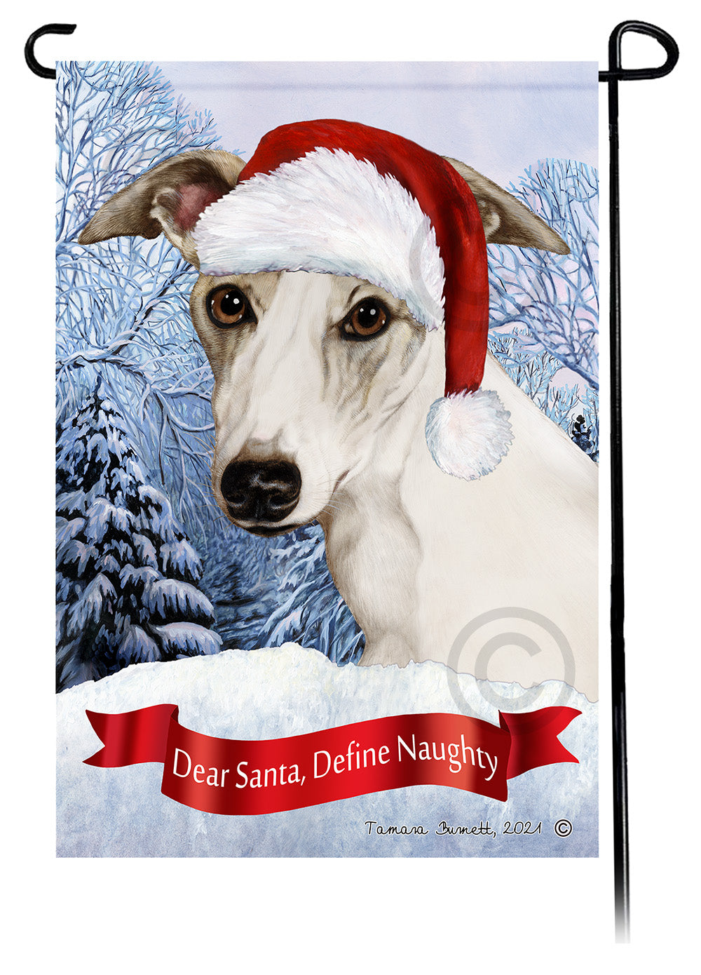 Whippet Dear Santa, Define Naughty - Garden Flag