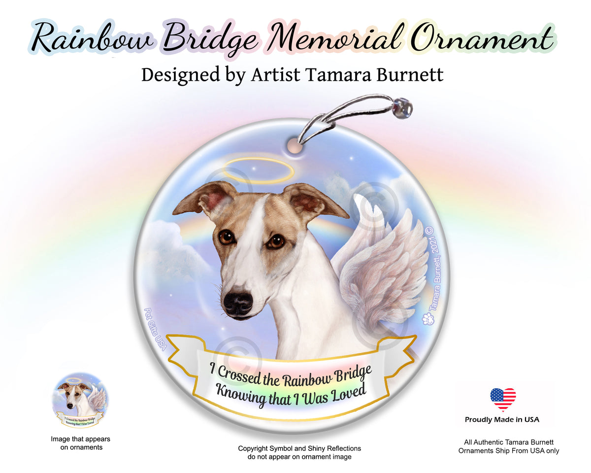 Whippet Tan and White Ornament