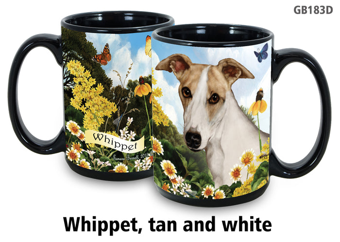 Whippet Tan & White - Garden Party Fun Mug 15 oz