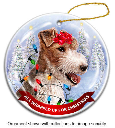 Wirehaired Fox Terrier All Wrapped Up Ornament
