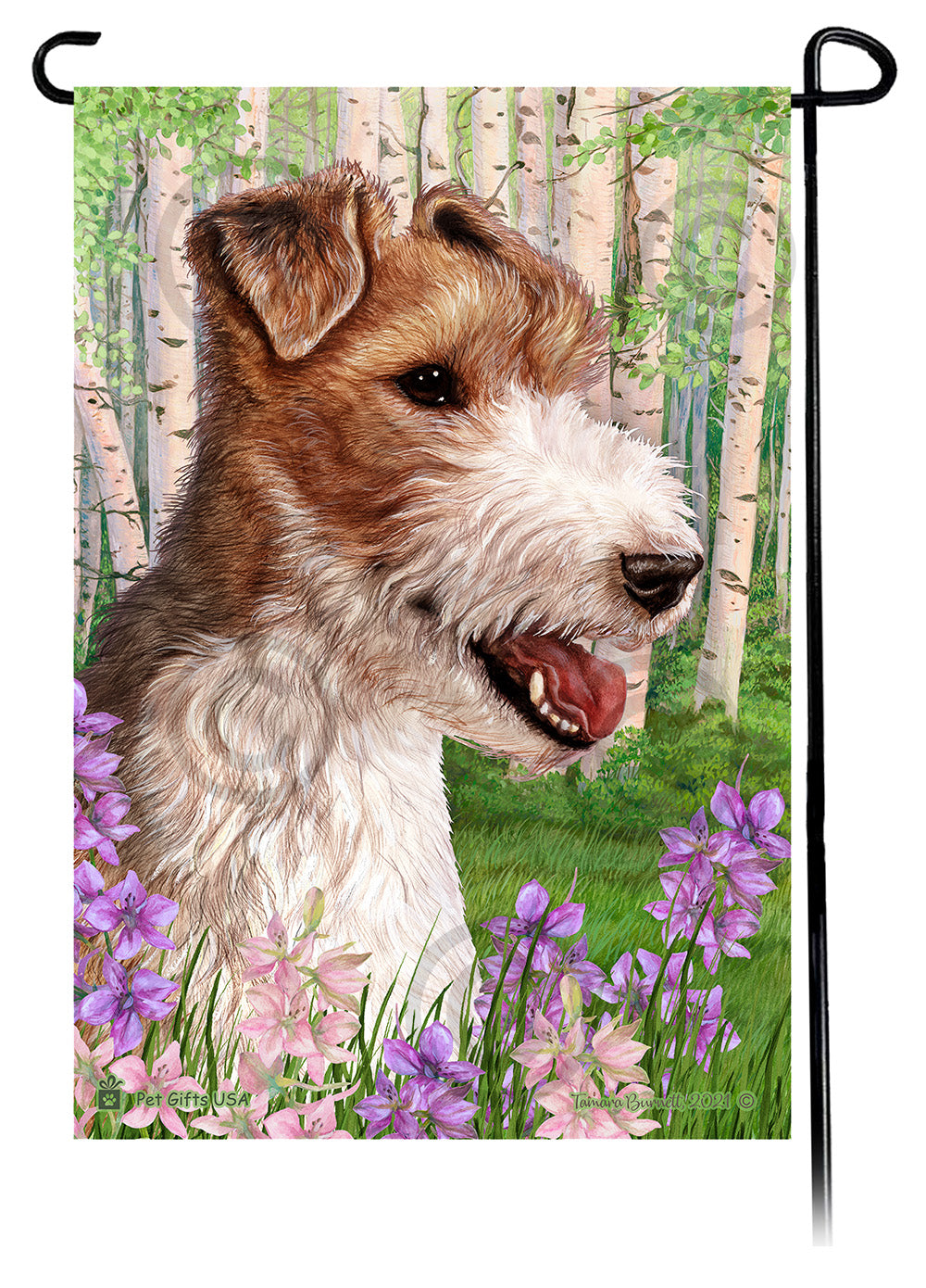 Fox Terrier Spring Flowers - Garden Flag
