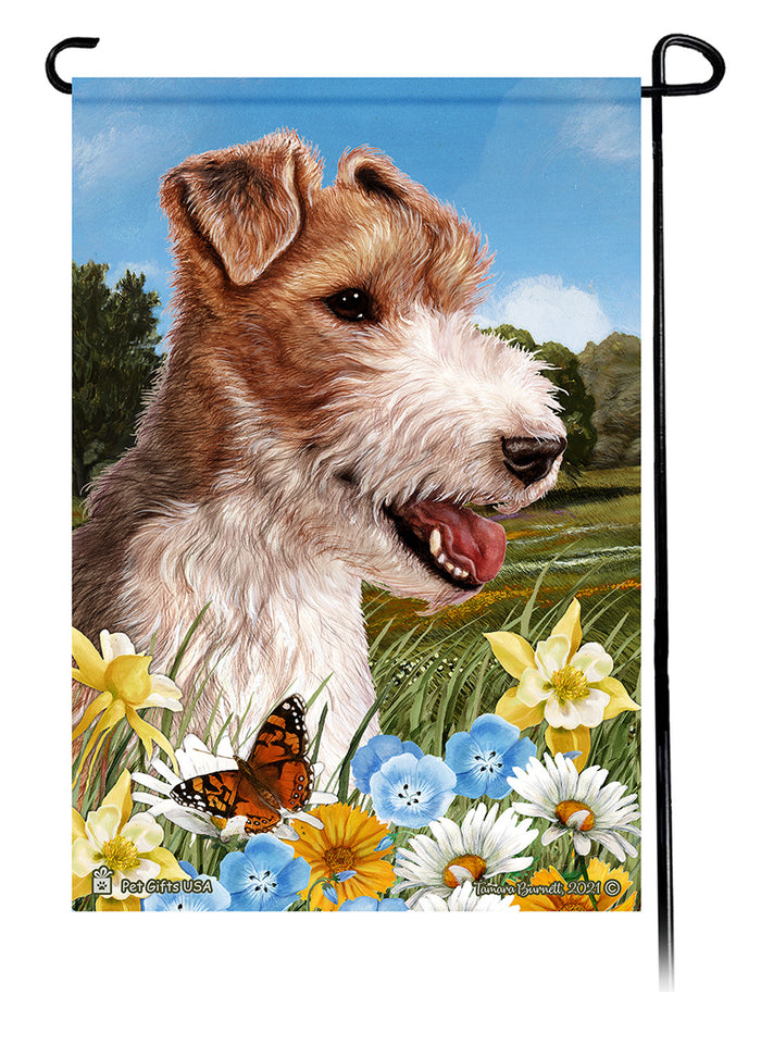 Wire Hair Terrier Summer Flowers Garden Flags