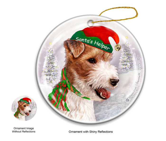 Wirehaired Fox Terrier - Santa's Helper Ornament