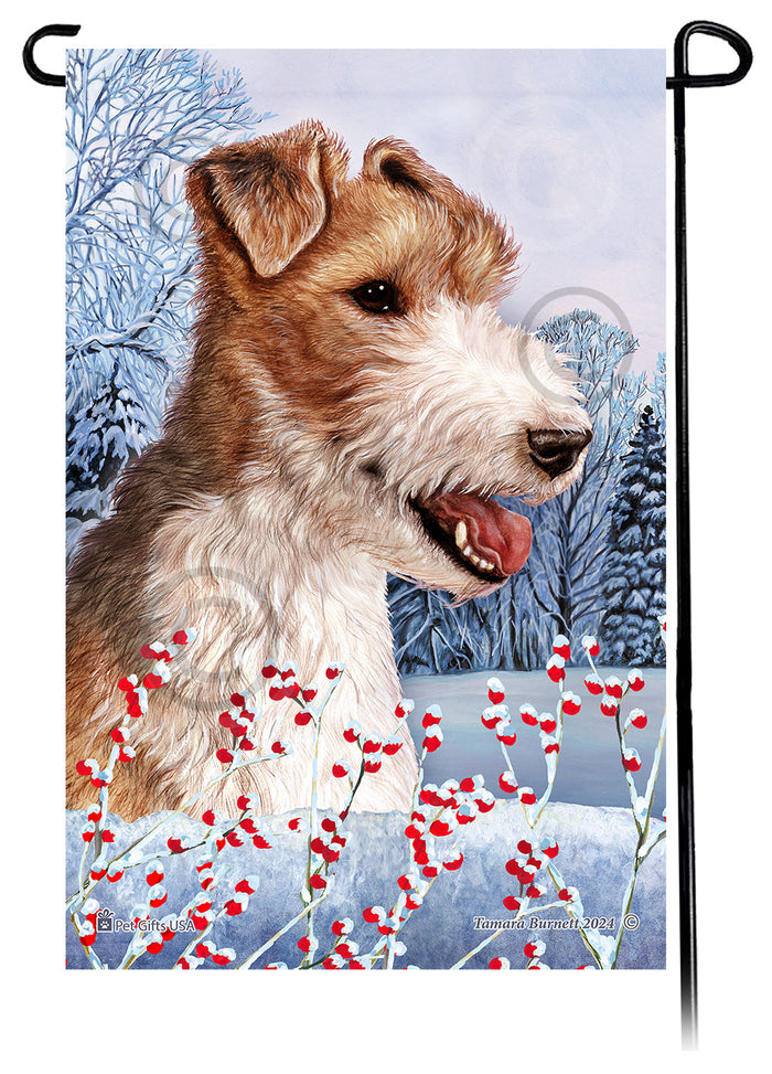 Wire Hair Terrier Winterberries Garden Flags