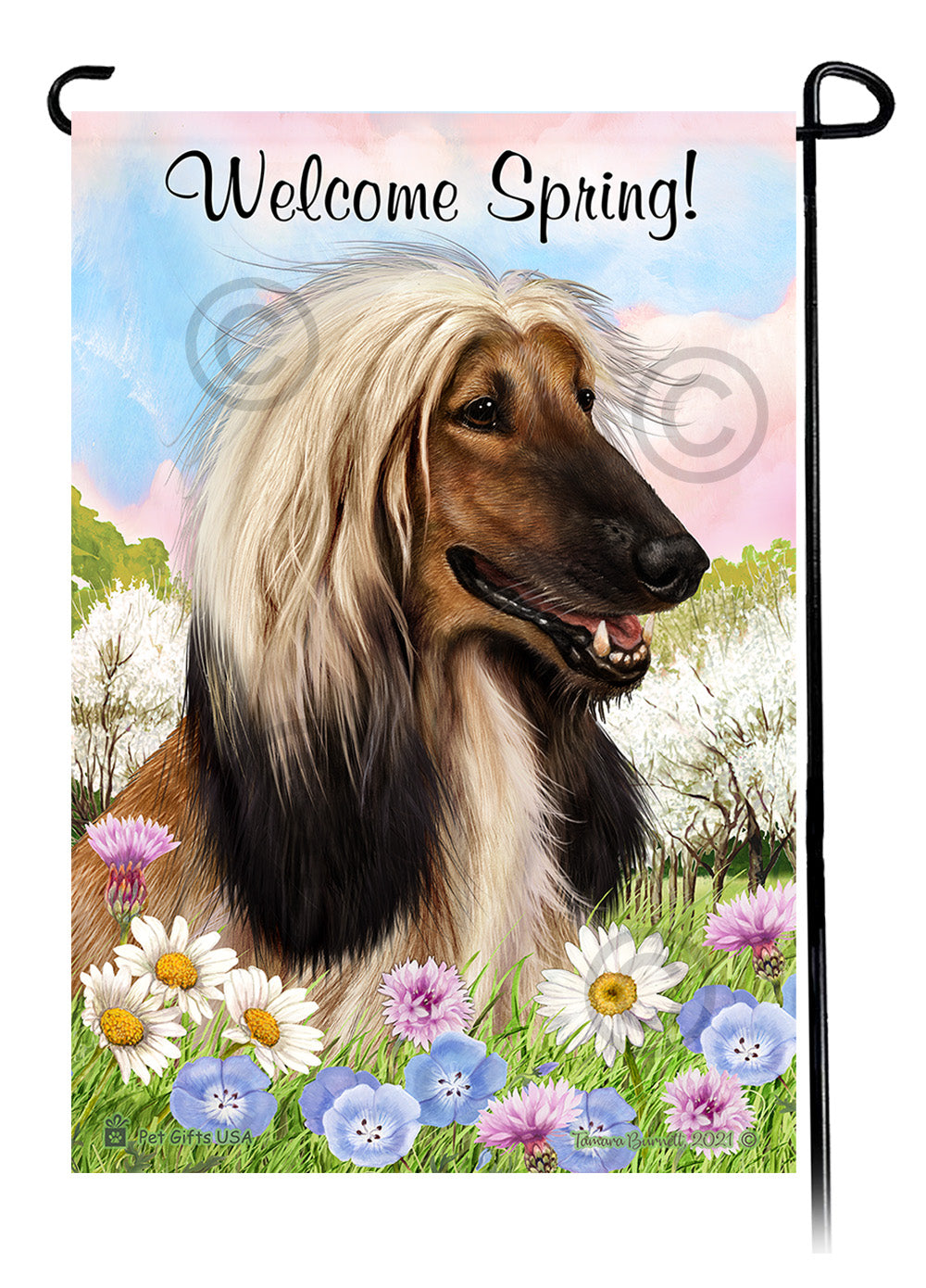 Afghan Hound Welcome Spring Garden Flags