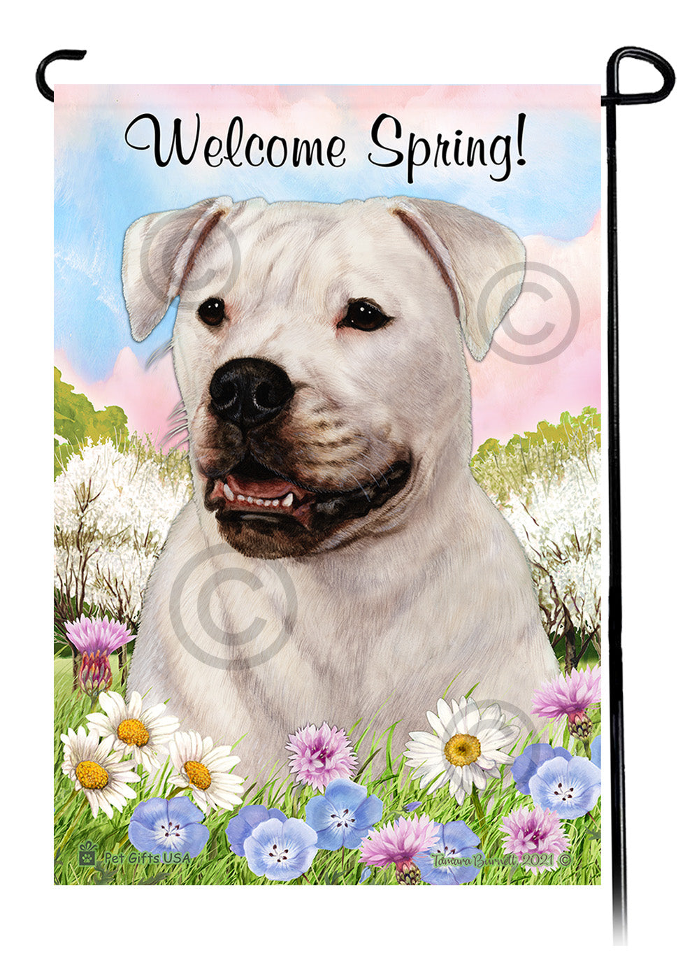 American Bulldog Welcome Spring - Garden Flag