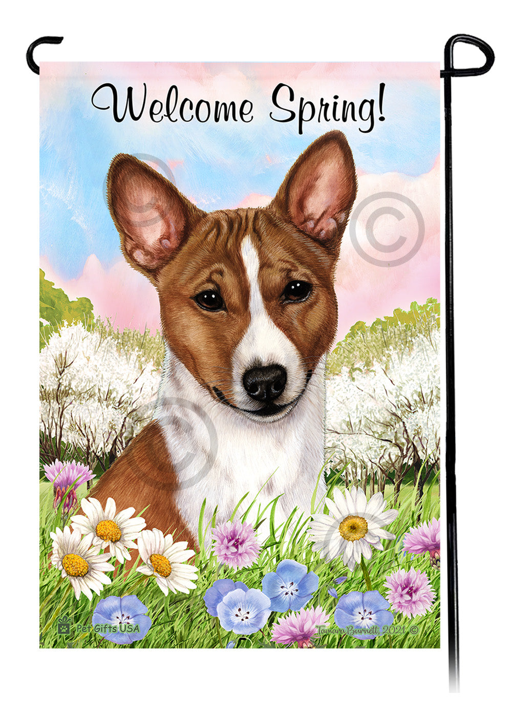 Basenji Welcome Spring - Garden Flag