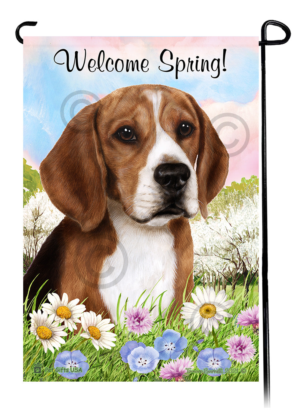 Beagle Welcome Spring Garden Flags