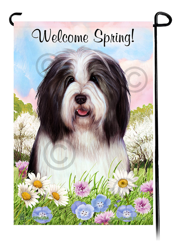 Bearded Collie Welcome Spring Garden Flags