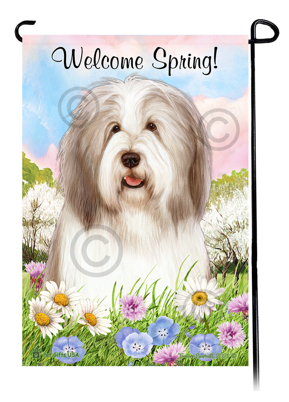 Bearded Collie Welcome Spring - Garden Flag