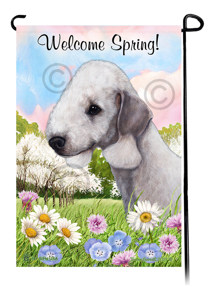 Bedlington Terrier Welcome Spring Garden Flags