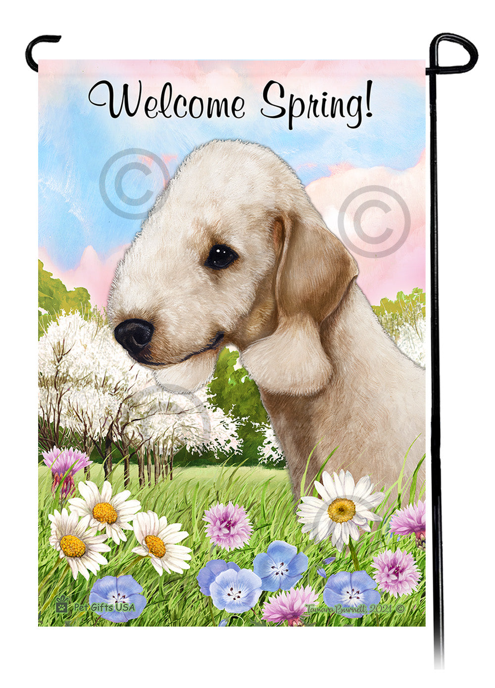 Bedlington Terrier Welcome Spring - Garden Flag