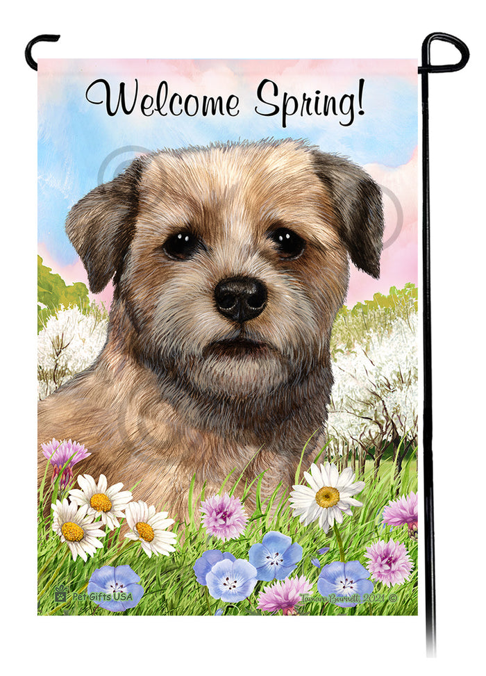 Border Terrier Welcome Spring Garden Flags