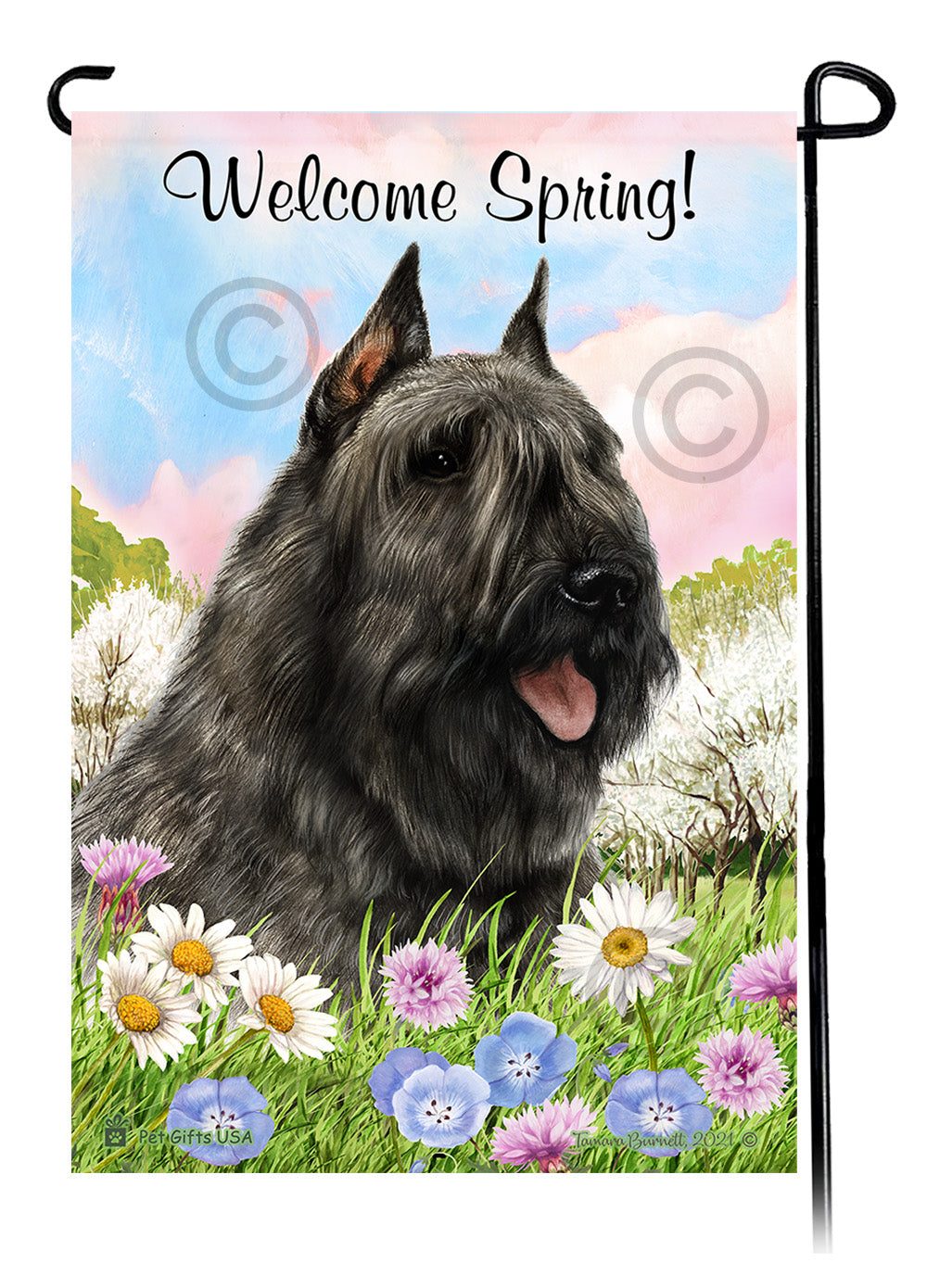 Bouvier des Flandres Welcome Spring - Garden Flag
