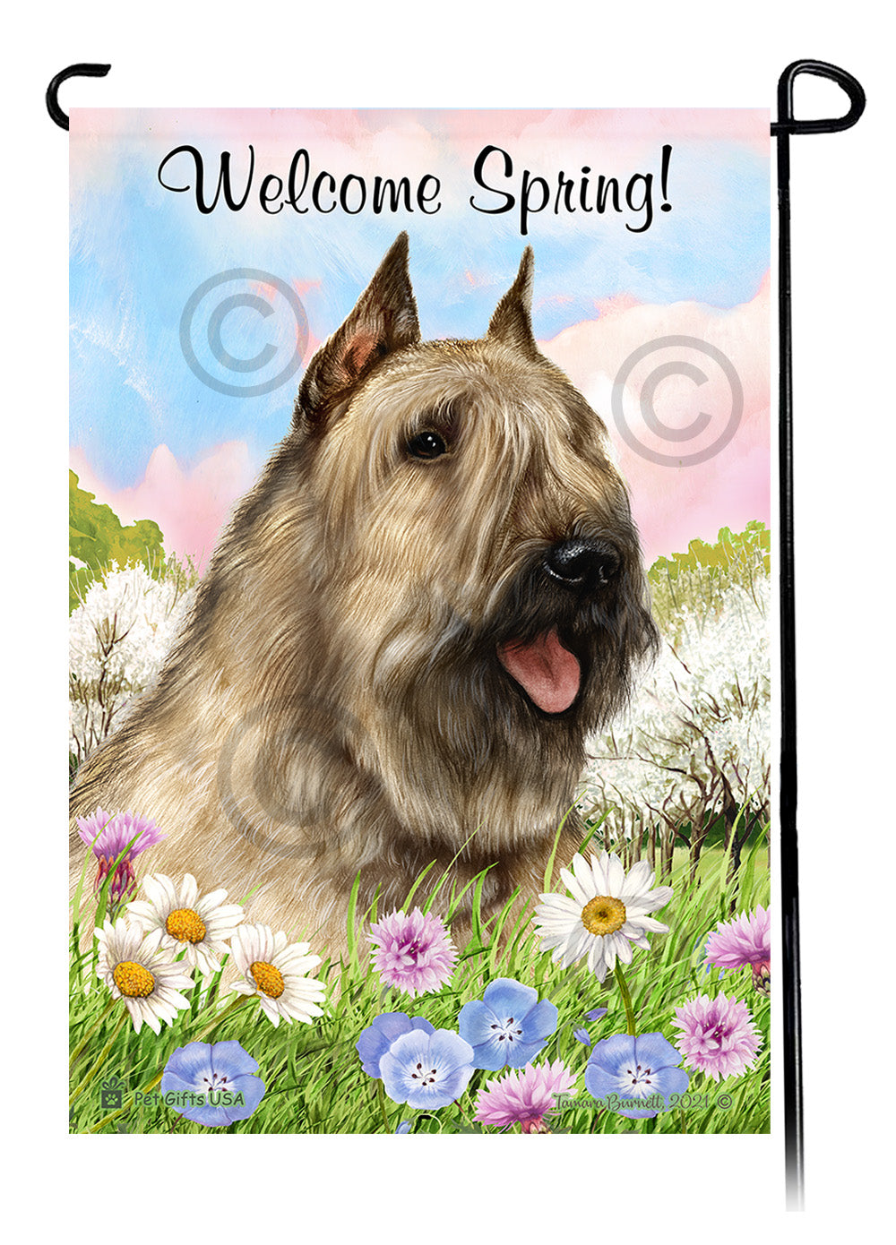 Bouvier des Flandres Welcome Spring - Garden Flag