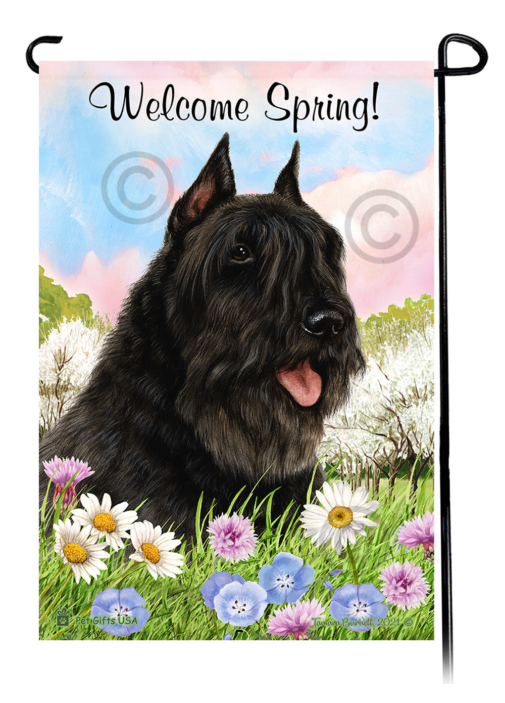 Bouvier des Flandres Welcome Spring Garden Flags