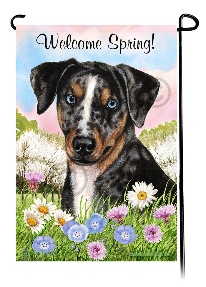 Catahoula Leopard Dog Welcome Spring Garden Flags